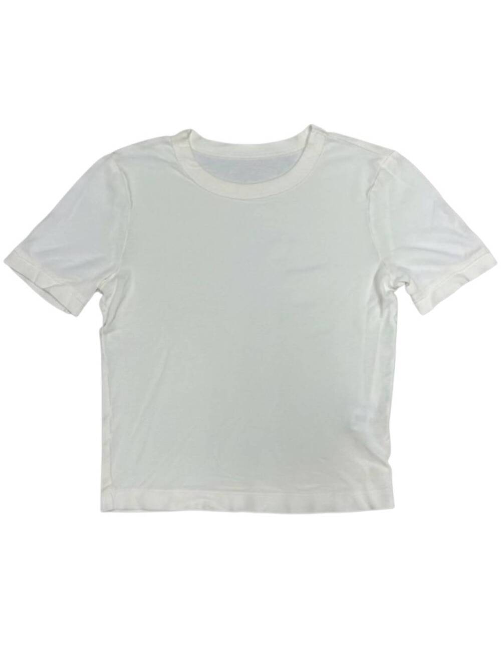 NEW CROWN JEWEL women's luxx cropped crew neck short sleeve tee in pearl